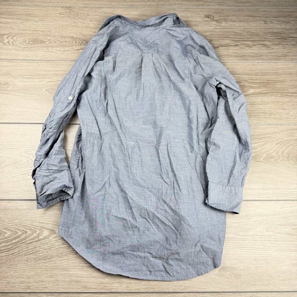 J Crew Women's Chambray Long Sleeve Button Front Tunic Top Blue Medium - Picture 3 of 7